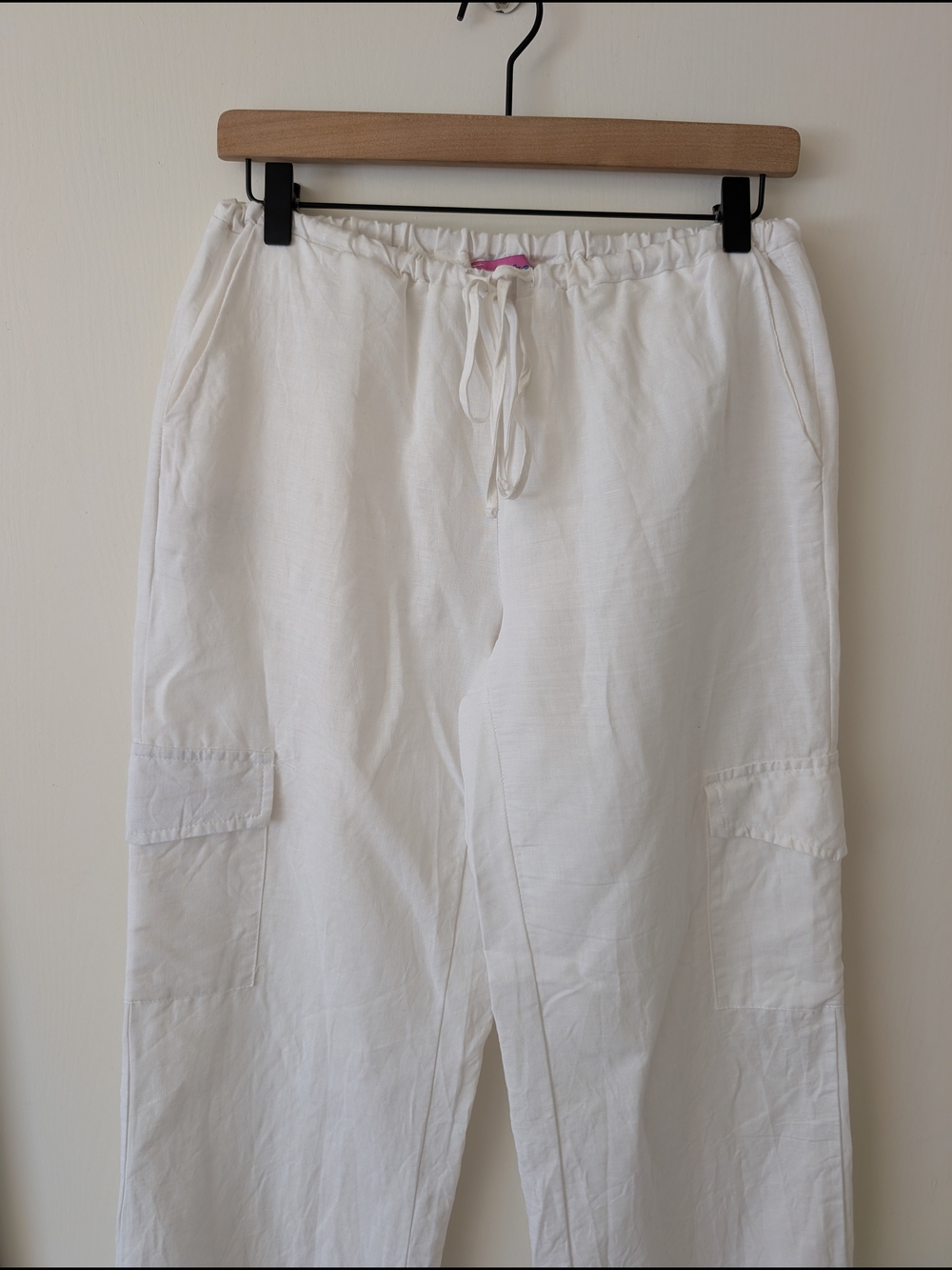 Edikted Womens Medium 100% Cotton Wide Leg Cargo Pants White Minimalist Summer - Picture 3 of 8